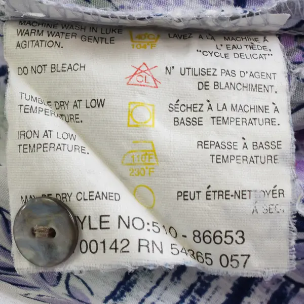 Alia Purple Green and Gray Floral Print Short-Sleeved Blouse Women's Medium