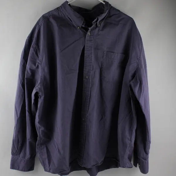 Eddie Bauer Solid Purple Color Long Sleeve Button Up Shirt 100% Cotton Men's 3XL