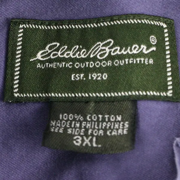 Eddie Bauer Solid Purple Color Long Sleeve Button Up Shirt 100% Cotton Men's 3XL