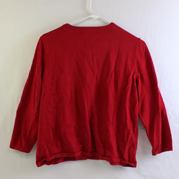 Alfred Dunner Red and Black Floral 3/4-Sleeve Beaded Knit Top Women's PXL
