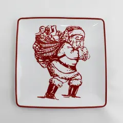  World Market Christmas SANTA CLAUS 8" Square Plate Red White