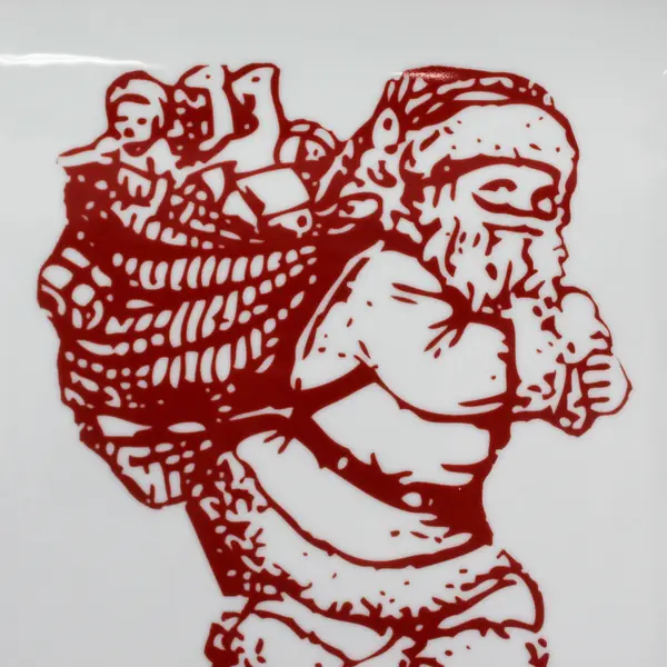  World Market Christmas SANTA CLAUS 8" Square Plate Red White