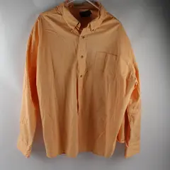 Eddie Bauer Solid Orange Color Long Sleeve Button Up Shirt 100% Cotton Men's 3XL