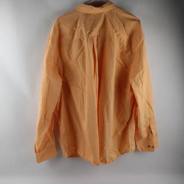 Eddie Bauer Solid Orange Color Long Sleeve Button Up Shirt 100% Cotton Men's 3XL