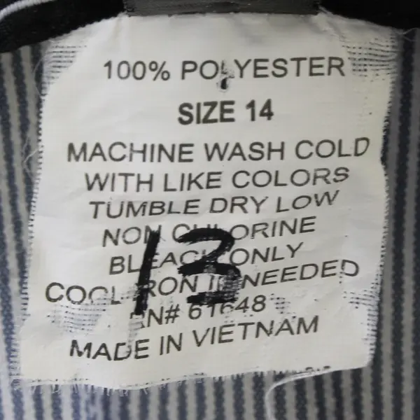 Sweet Suit Blue and White Pinstripe Short-Sleeved Zip-Up Top Women's 14