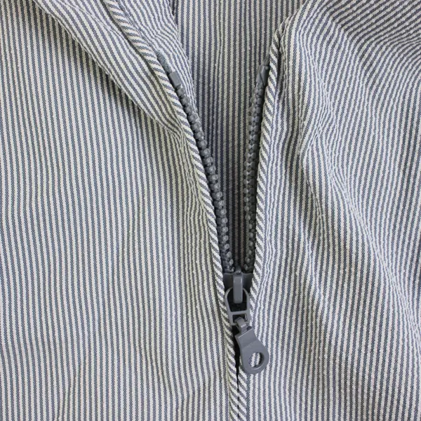 Sweet Suit Blue and White Pinstripe Short-Sleeved Zip-Up Top Women's 14