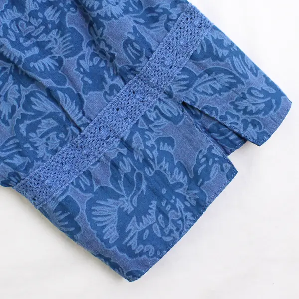 Great Northwest Blue Floral 3/4-Sleeve Button-Up Blouse Women's Small