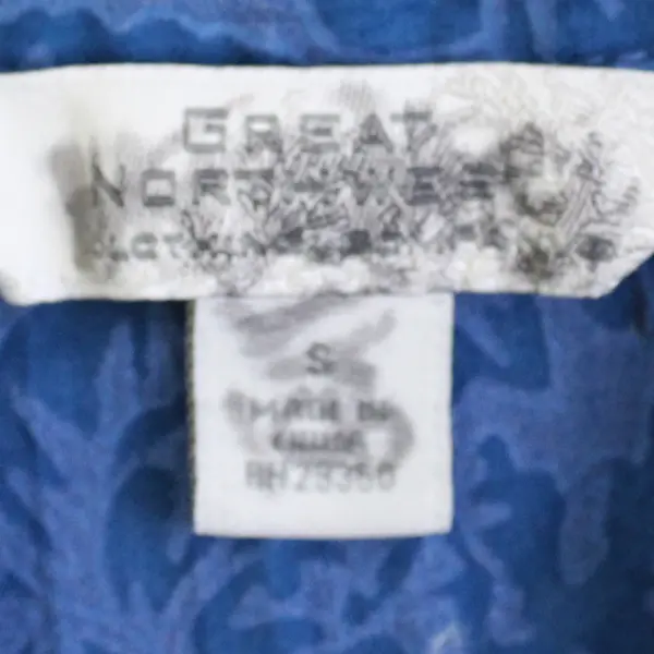 Great Northwest Blue Floral 3/4-Sleeve Button-Up Blouse Women's Small