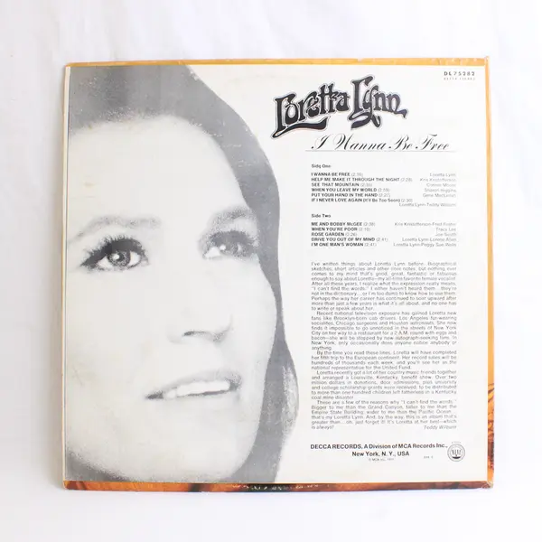 Loretta Lynn I Wanna Be Free  12" Vinyl Record Decca DL 75282