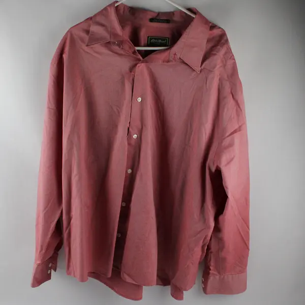 Eddie Bauer Red/White Long Sleeve Button Up Shirt 100% Cotton Men's 3XL