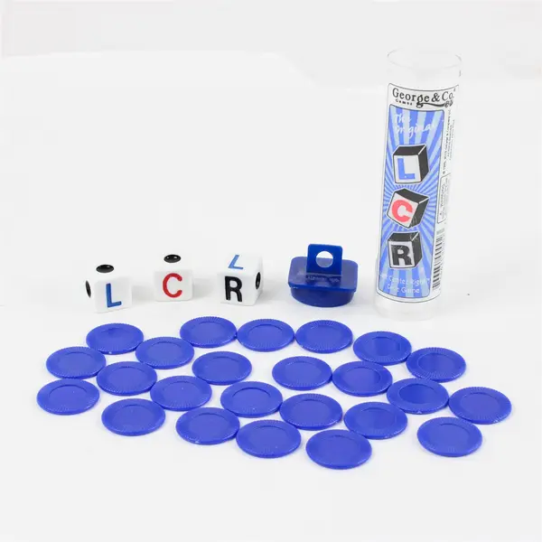 LCR (Left Center Right) Dice Game w/ Case, Chips, Dice & Instructions