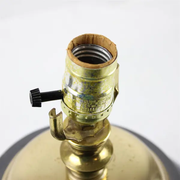 Vintage Wood Base Chrome and Brass Ginger Jar / Urn Table Lamp