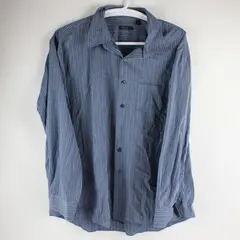 Van Heusen Studio Blue Striped Long Sleeve Button Up Shirt Cotton Men's 3XL