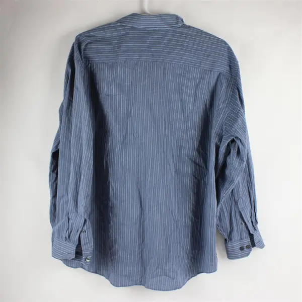 Van Heusen Studio Blue Striped Long Sleeve Button Up Shirt Cotton Men's 3XL