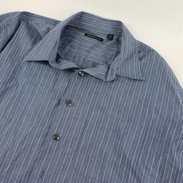 Van Heusen Studio Blue Striped Long Sleeve Button Up Shirt Cotton Men's 3XL