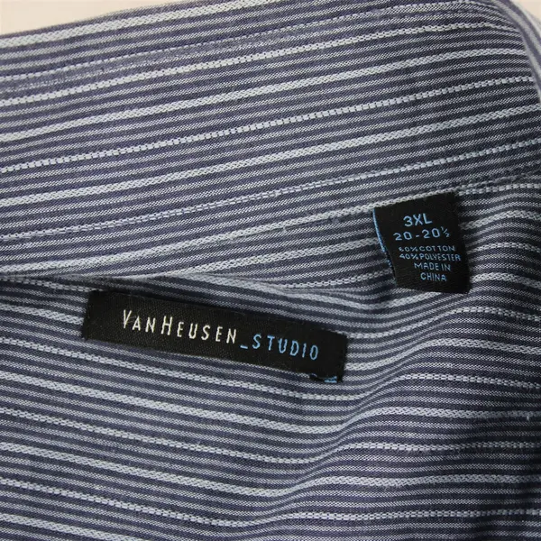 Van Heusen Studio Blue Striped Long Sleeve Button Up Shirt Cotton Men's 3XL