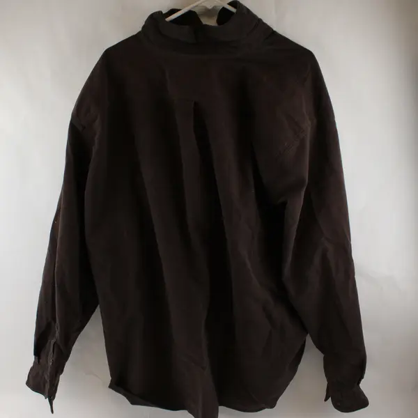Eddie Bauer Solid Dark Brown Long Sleeve Button Up Shirt 100% Cotton Men's 3XL