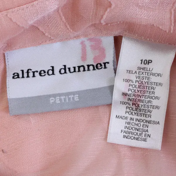 Alfred Dunner Sheer Blush Pink 3/4-Sleeve Button-Up Women's 10P