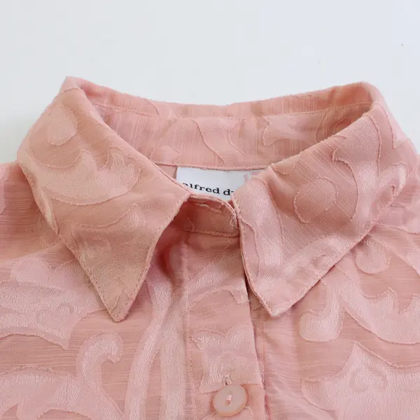 Alfred Dunner Sheer Blush Pink 3/4-Sleeve Button-Up Women's 10P