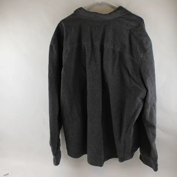 Eddie Bauer Solid Charcoal Gray Long Sleeve Button Up Shirt 100% Cotton Men' 3XL