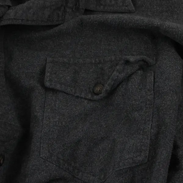 Eddie Bauer Solid Charcoal Gray Long Sleeve Button Up Shirt 100% Cotton Men' 3XL