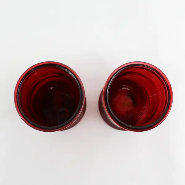 Set Of 2 Ruby Red Pillar Candle Holders  5.5"