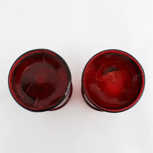 Set Of 2 Ruby Red Pillar Candle Holders  5.5"