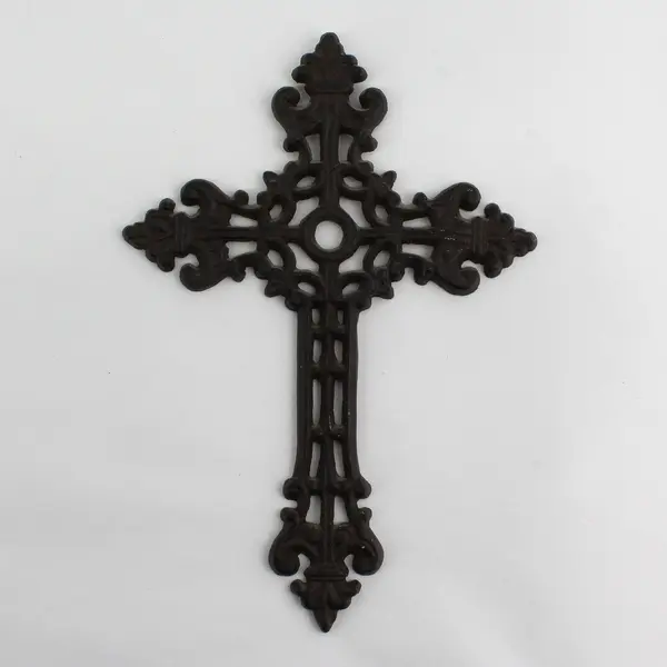 Fleur De Lis Cast Iron Wall Cross 9.5