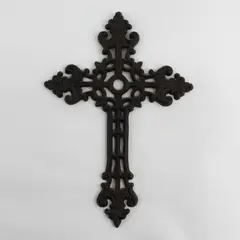 Fleur De Lis Cast Iron Wall Cross 9.5