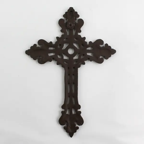 Fleur De Lis Cast Iron Wall Cross 9.5