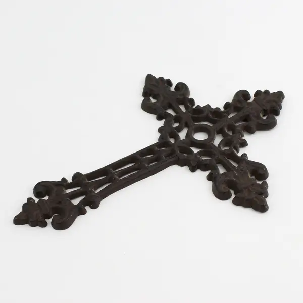 Fleur De Lis Cast Iron Wall Cross 9.5