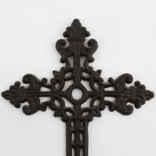 Fleur De Lis Cast Iron Wall Cross 9.5
