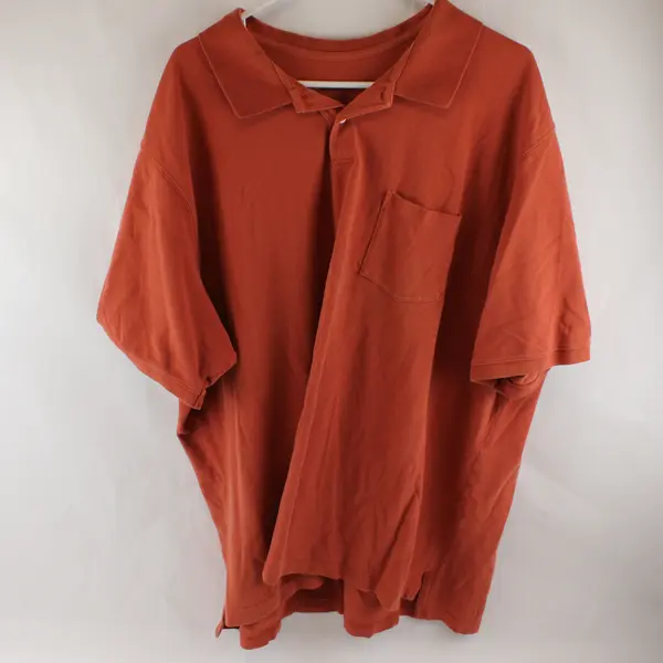 Eddie Bauer Solid Brick Red Color Short Sleeve Polo Shirt 100% Cotton Men's 3XL