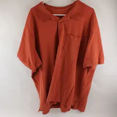 Eddie Bauer Solid Brick Red Color Short Sleeve Polo Shirt 100% Cotton Men's 3XL