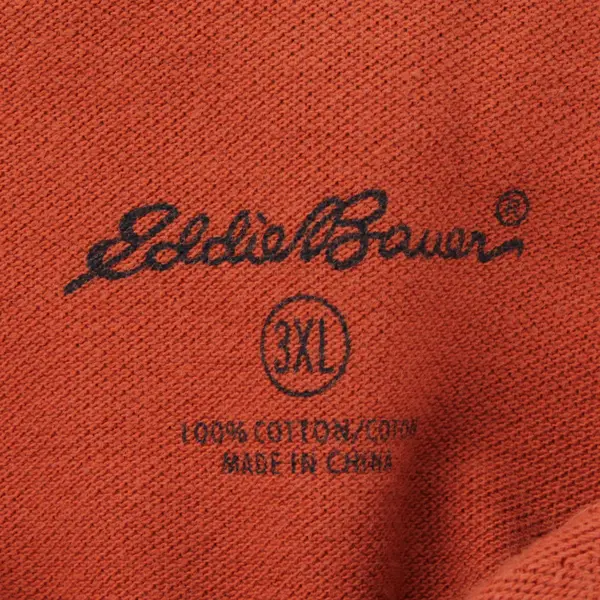 Eddie Bauer Solid Brick Red Color Short Sleeve Polo Shirt 100% Cotton Men's 3XL