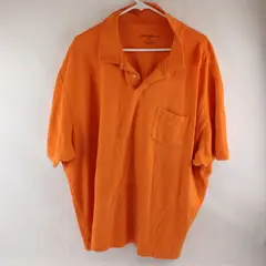 Eddie Bauer Solid Orange Color Short Sleeve Polo Shirt 100% Cotton Mens Size 3XL