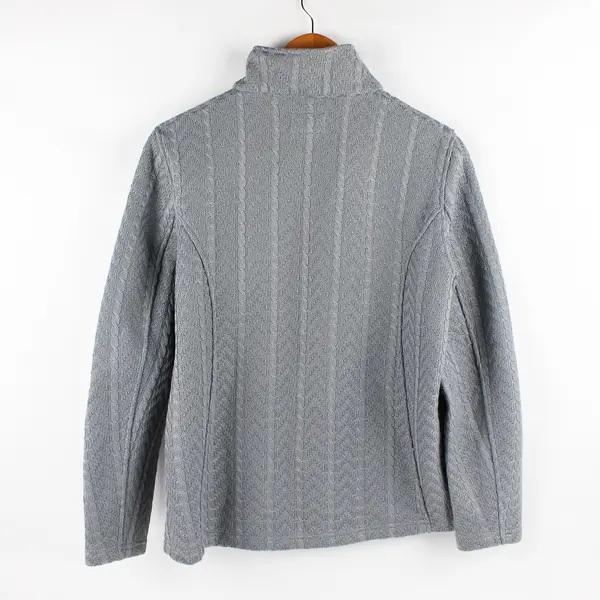 Boston Traders Gray Fleece-Lined Knit Zip-Up Jacket Women's Large