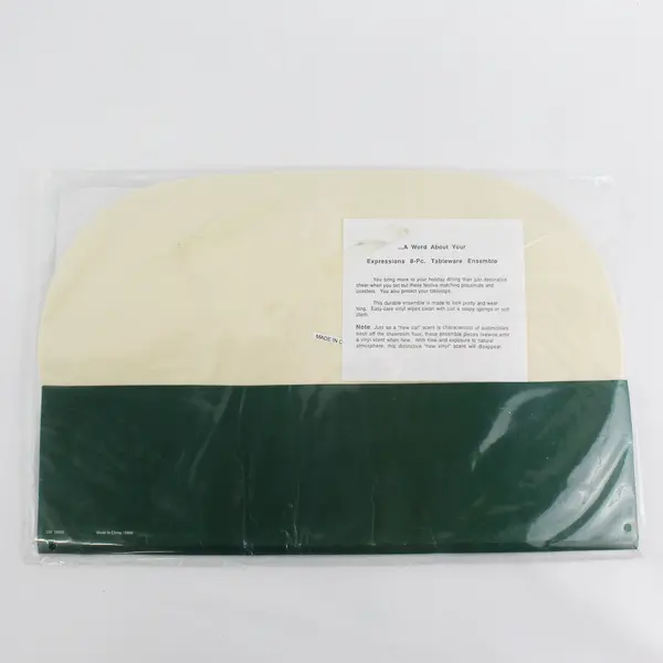 Vintage 8 Piece  Expressions PVC Christmas Placemat And Coaster Set Holly Sprigs