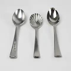 Lot of 3 Gorham Column & Frosted Stainless 2 Place/Soup Spoons & A Sugar Spoon