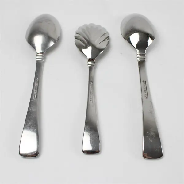 Lot of 3 Gorham Column & Frosted Stainless 2 Place/Soup Spoons & A Sugar Spoon