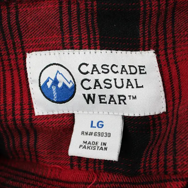 Cascade Casual Wear Red and Black Plaid Long-Sleeved Button-Down Men's Large