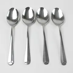 Set of 4 Wallace Silversmiths Kensington Stainless Place/Oval Soup Spoons