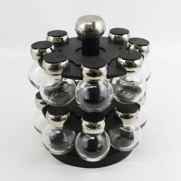 16 Jar Revolving Countertop Spice Rack with Lift & Pour Cap  Empty Jars