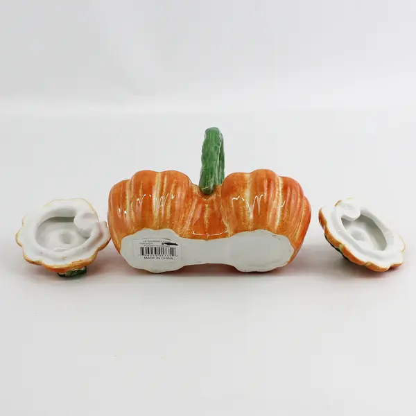 Le Gourmet Chef  Ceramic Pumpkin Condiment Dish With Center Handle