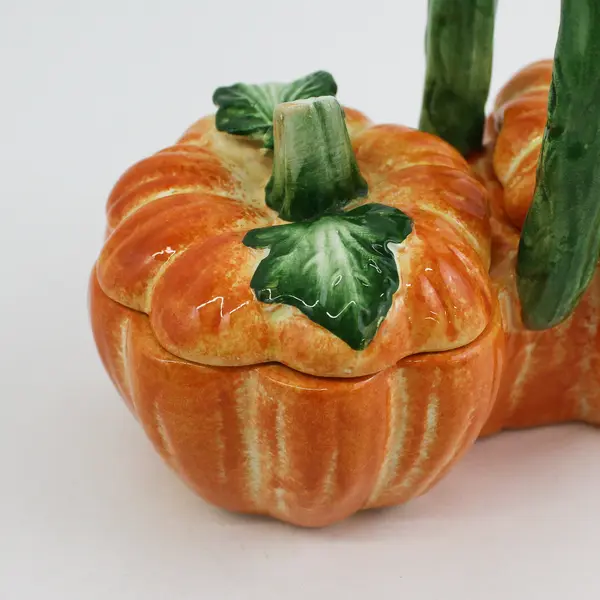 Le Gourmet Chef  Ceramic Pumpkin Condiment Dish With Center Handle