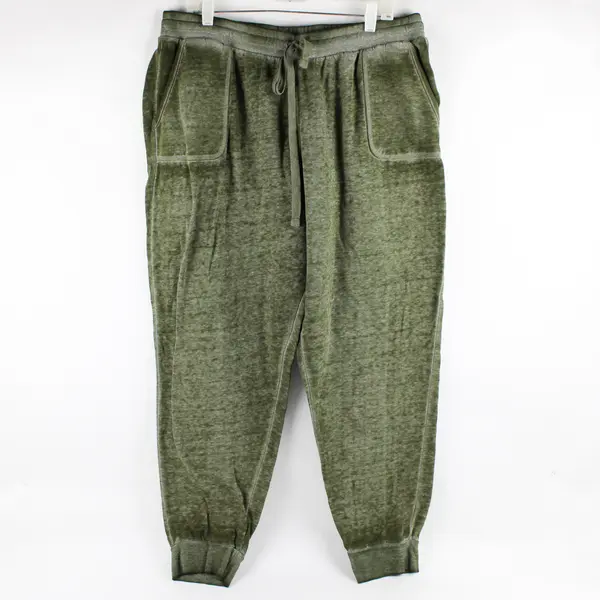 Pink Rose Green Joggers Sweatpants Women's Size 2X