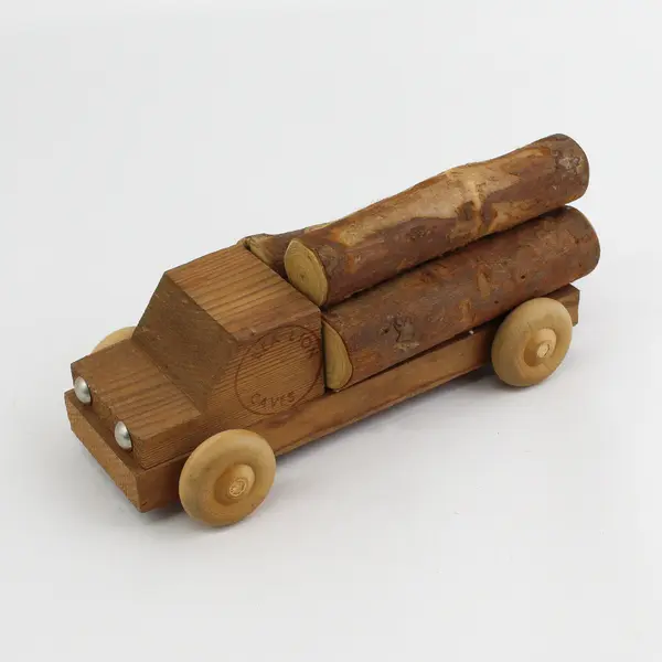 Hand Carved Wood Logging Truck Souvenir From Sea Lion Caves Florence, Oregon