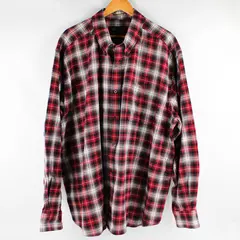 Eddie Bauer Red Black and White Plaid Cotton Button-Down Men's Size XXXL
