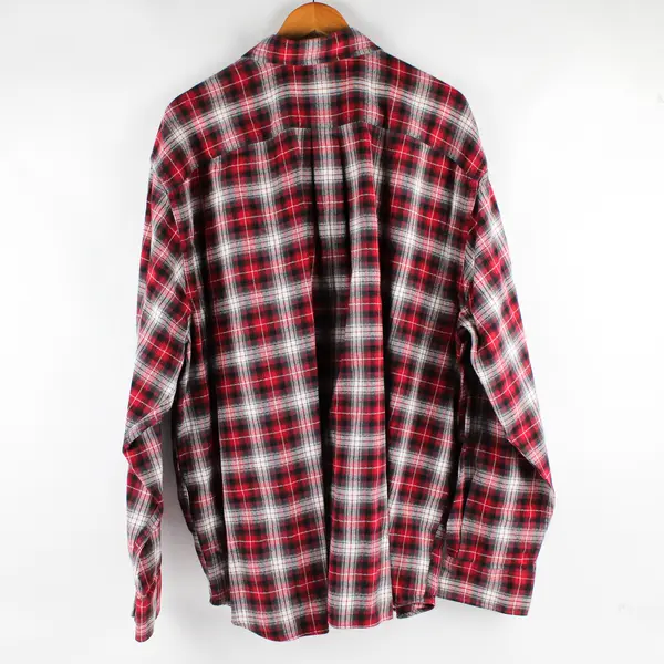 Eddie Bauer Red Black and White Plaid Cotton Button-Down Men's Size XXXL