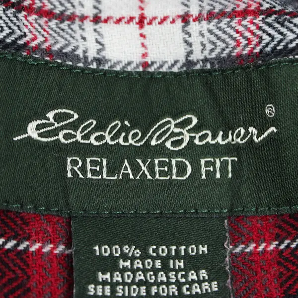 Eddie Bauer Red Black and White Plaid Cotton Button-Down Men's Size XXXL